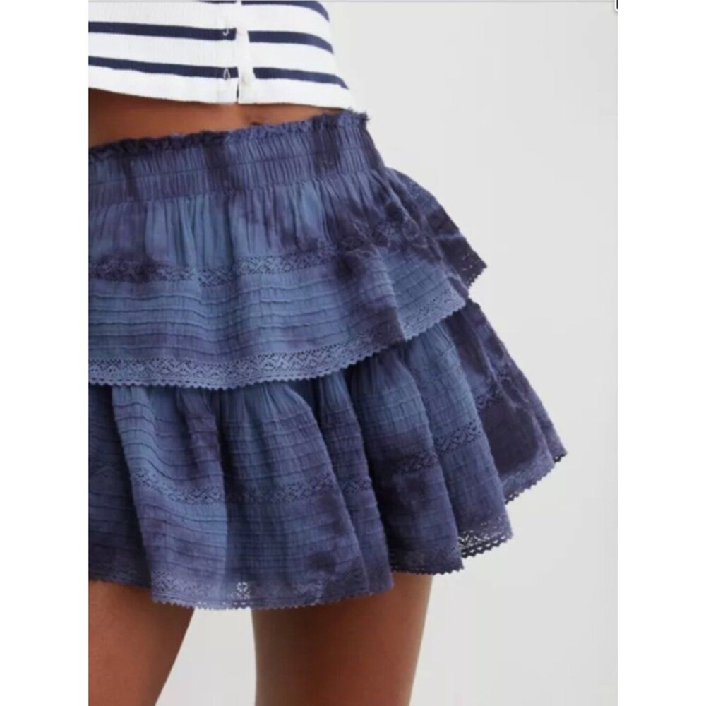 aerie Navy Tiered Mini Skirt